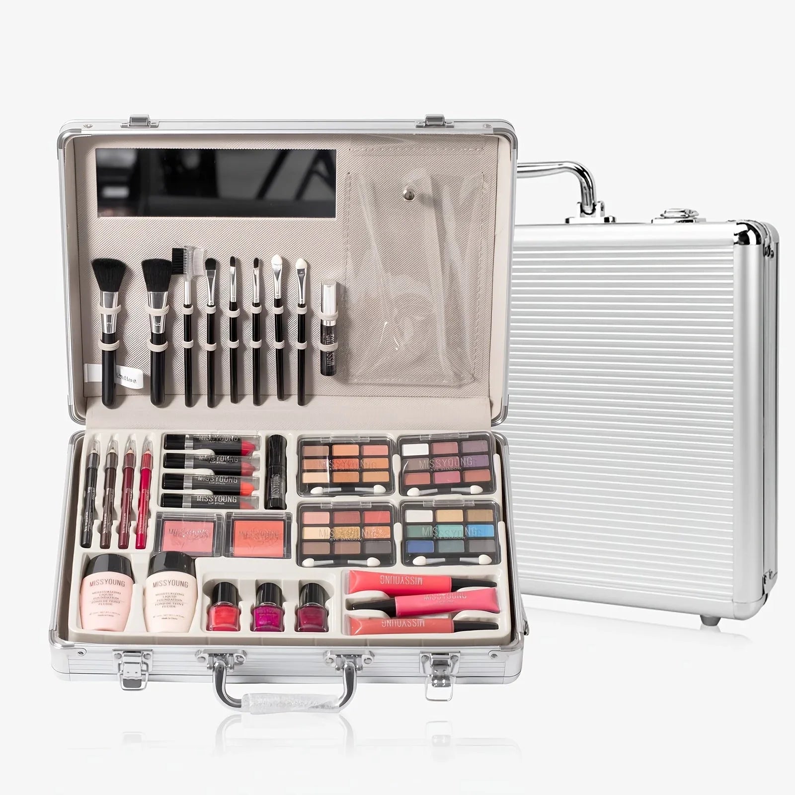 Professional Makeup Kit Silvery - Salon-Quality Beauty Set Professional Makeup Kits Silvery Tidesmit