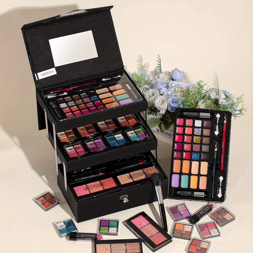 Professional Makeup Kit: 53-Piece Waterproof Portable Cosmetic Case Professional Makeup Kits Tidesmit