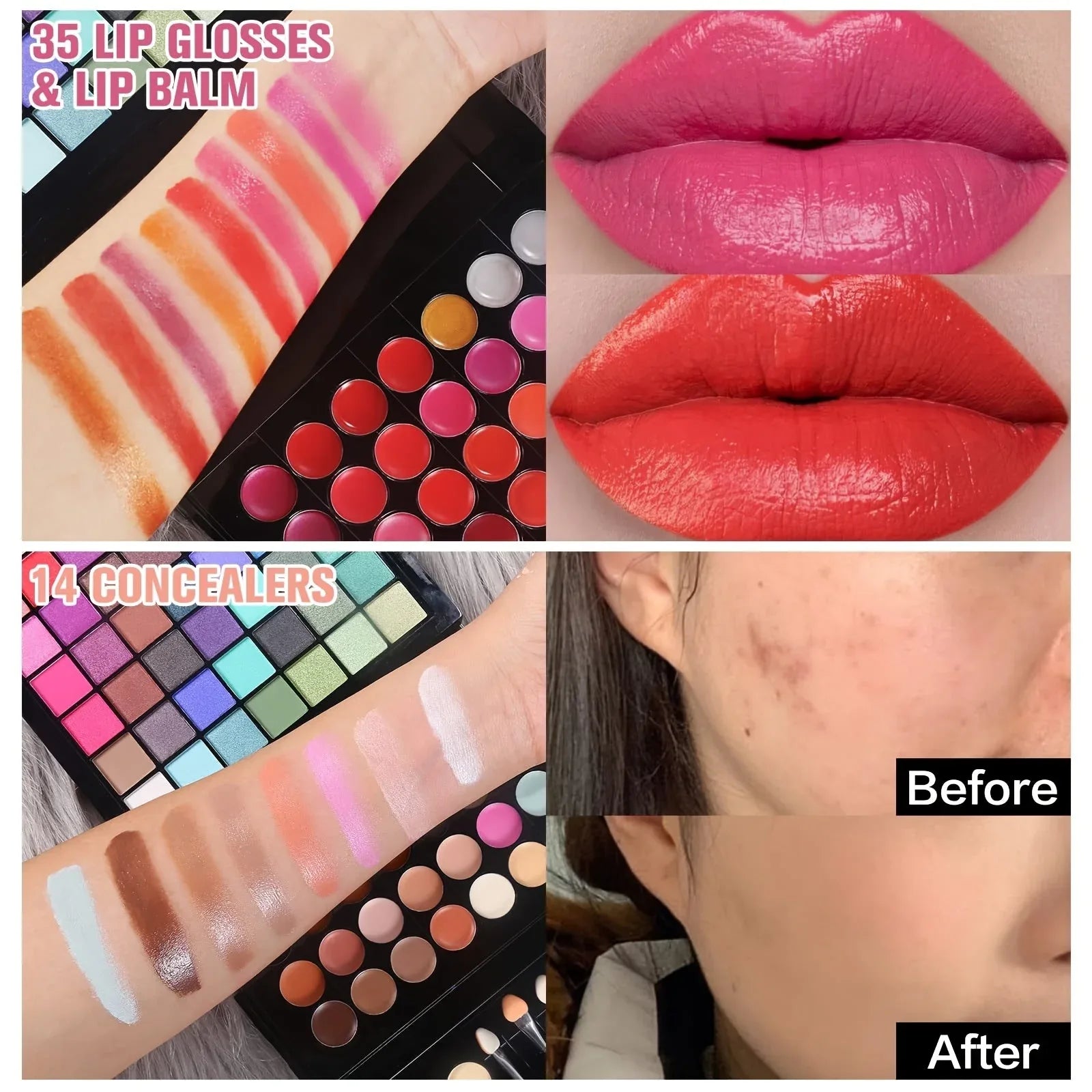 Professional Makeup Kit: 177 Color Palette with Brushes and Lipsticks Professional Makeup Kits Tidesmit