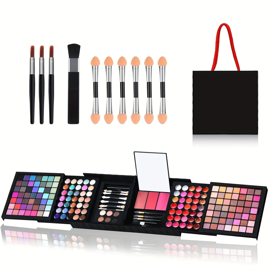 Professional Makeup Kit: 177 Color Palette with Brushes and Lipsticks Professional Makeup Kits C177 Tidesmit