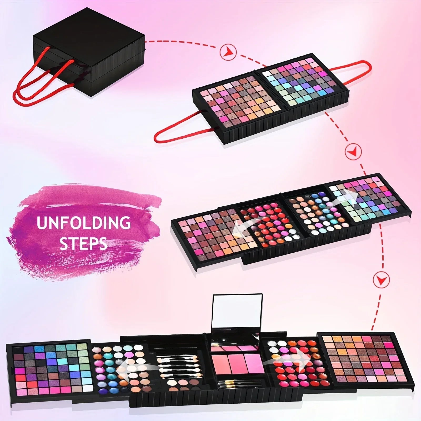 Professional Makeup Kit: 177 Color Palette with Brushes and Lipsticks Professional Makeup Kits Tidesmit