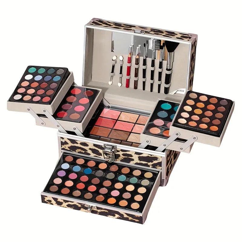 Professional Makeup Kit: 126-Piece Cosmetic Set in Leopard Print Case Professional Makeup Kits 【Leopard Print】 Tidesmit
