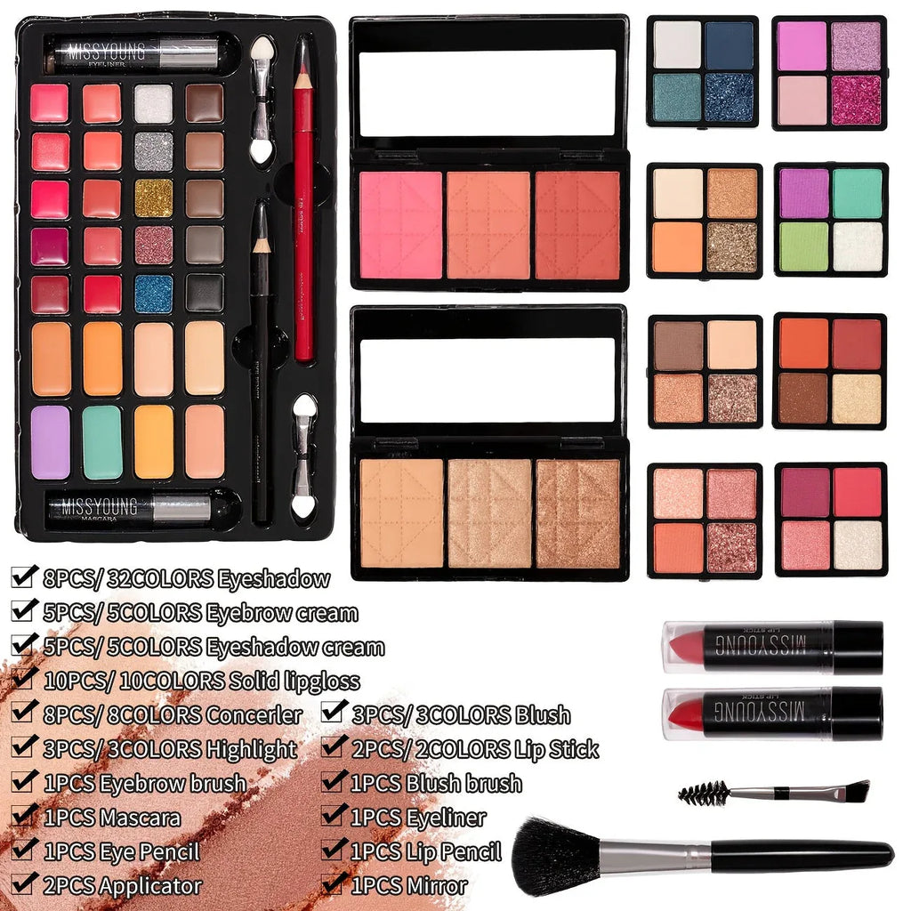 Professional Makeup Kit: 53-Piece Waterproof Portable Cosmetic Case Professional Makeup Kits Tidesmit