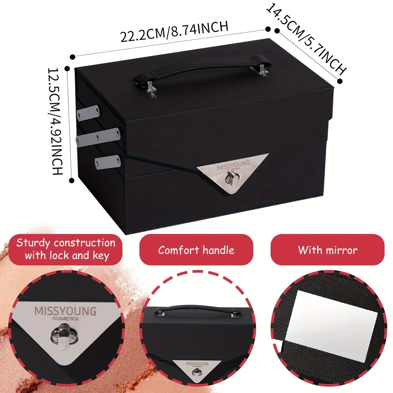 Professional Makeup Kit: 53-Piece Waterproof Portable Cosmetic Case Professional Makeup Kits Tidesmit