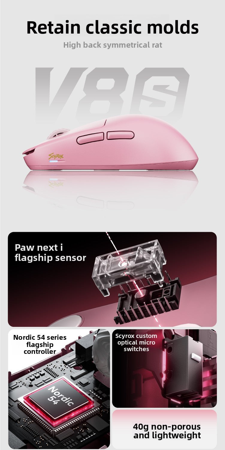 Scyrox V8S 40g Ultra-Light Wireless Gaming Mouse Tri-Mode 30000DPI PAWNEXT ONE RGB Macro FPS Esports Lightweight Mouse Gifts