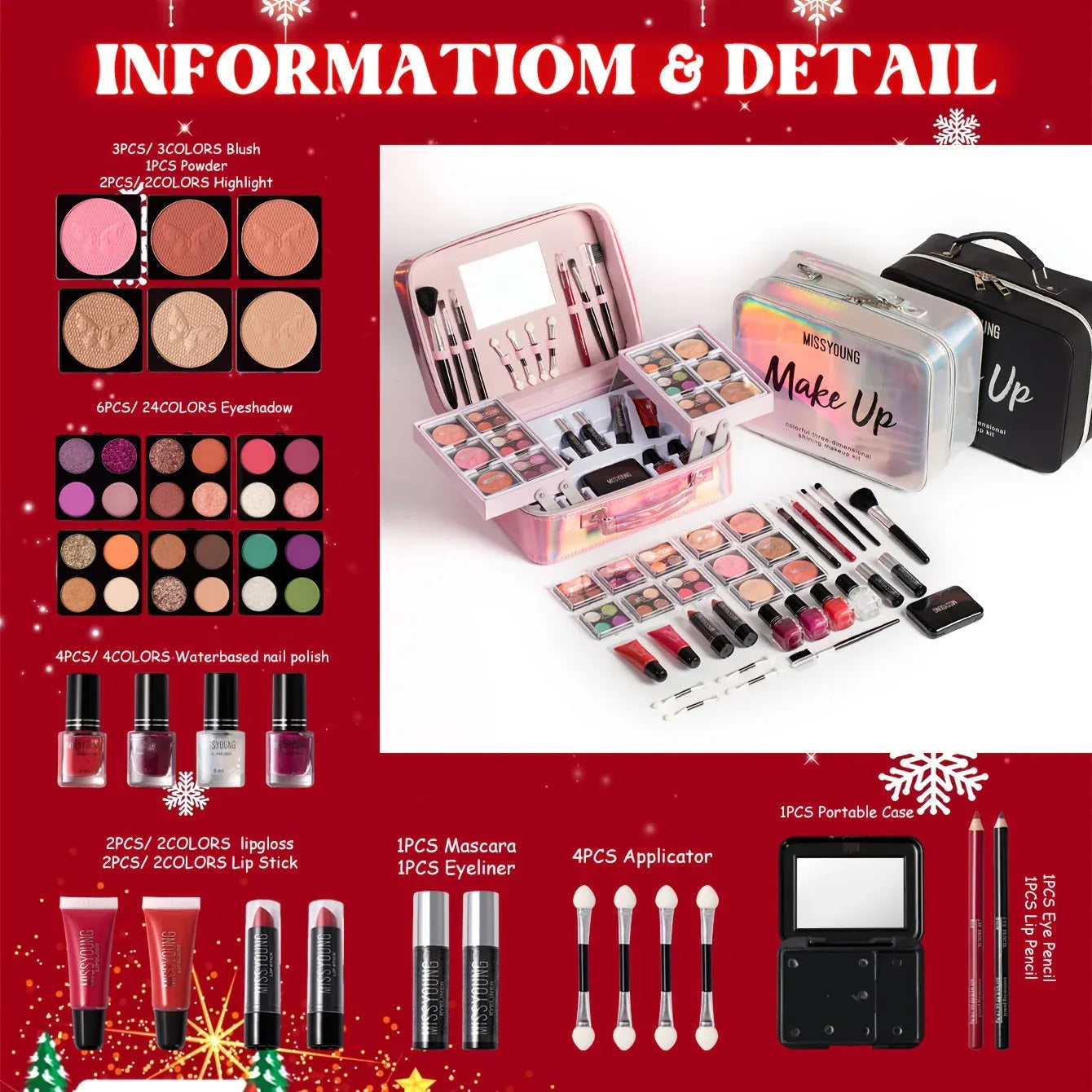 Professional Makeup Kit - Pink All-in-One Salon-Quality Beauty Set Professional Makeup Kits Tidesmit