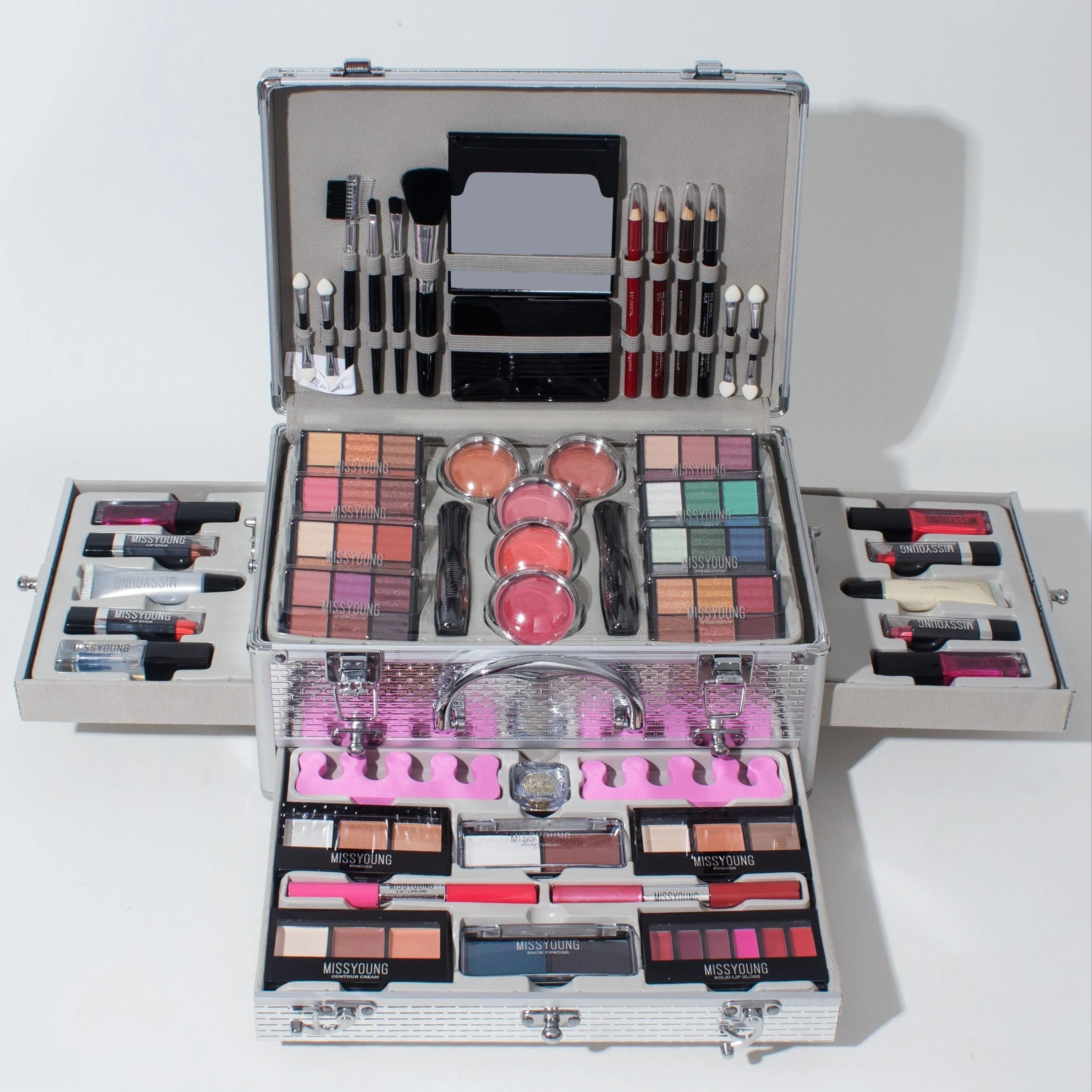 Professional Makeup Kit 106pc Set - Silvery Salon-Quality Cosmetics Professional Makeup Kits Silvery Tidesmit