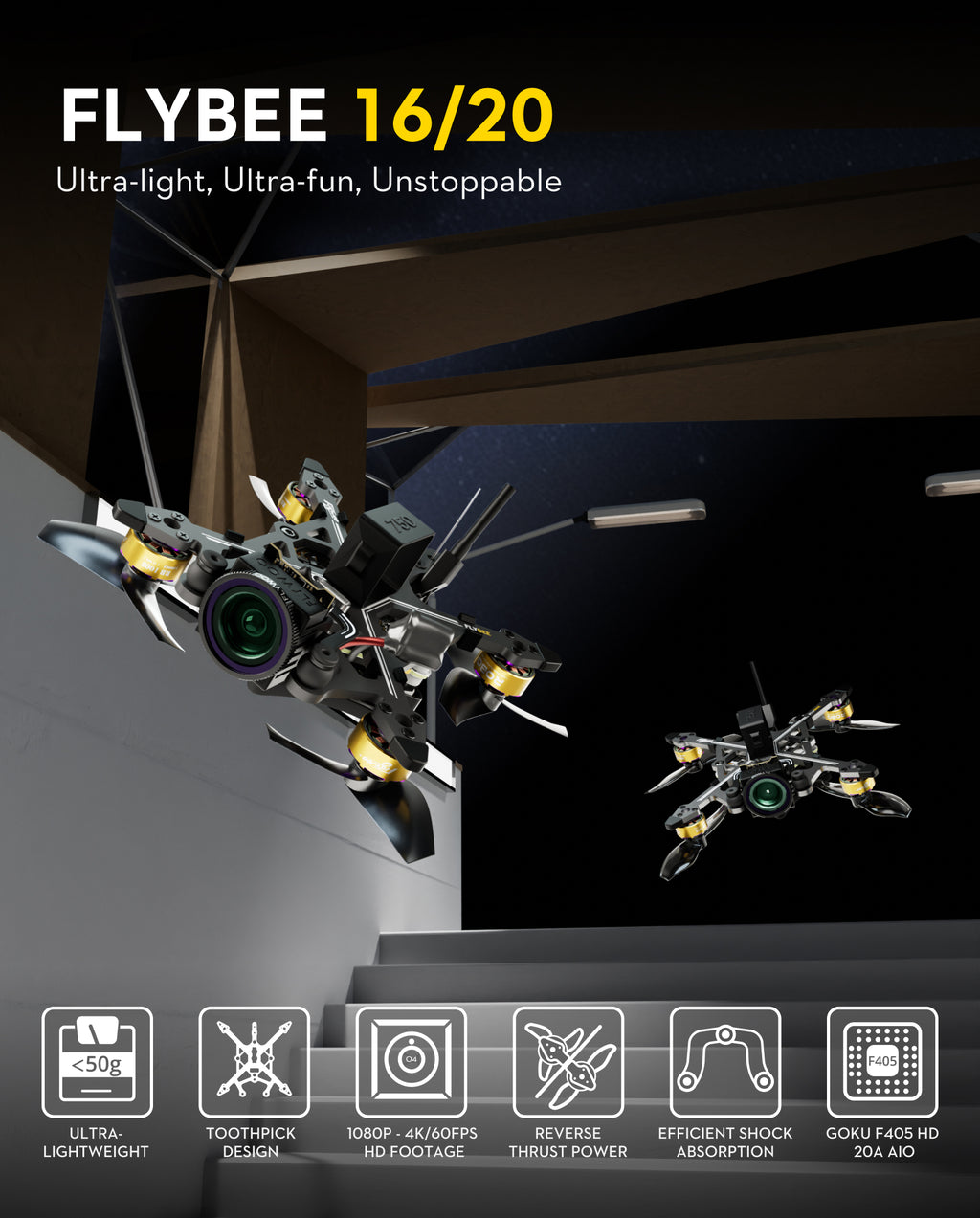 Flywoo Flybee 20 HD O4 FPV Drone | Ultralight 2S Racing Drone Tidesmit
