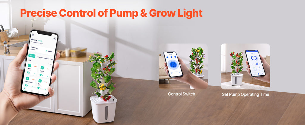 SucceBuy Hydroponic Growing System 30/50Pods Vertical 6/10 Tiers Hydroponic Tower Hydronic Garden with Water Pump