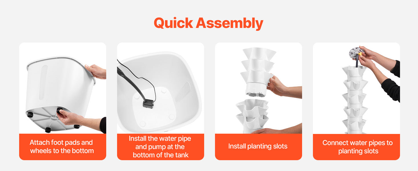 SucceBuy Hydroponic Growing System 30/50Pods Vertical 6/10 Tiers Hydroponic Tower Hydronic Garden with Water Pump