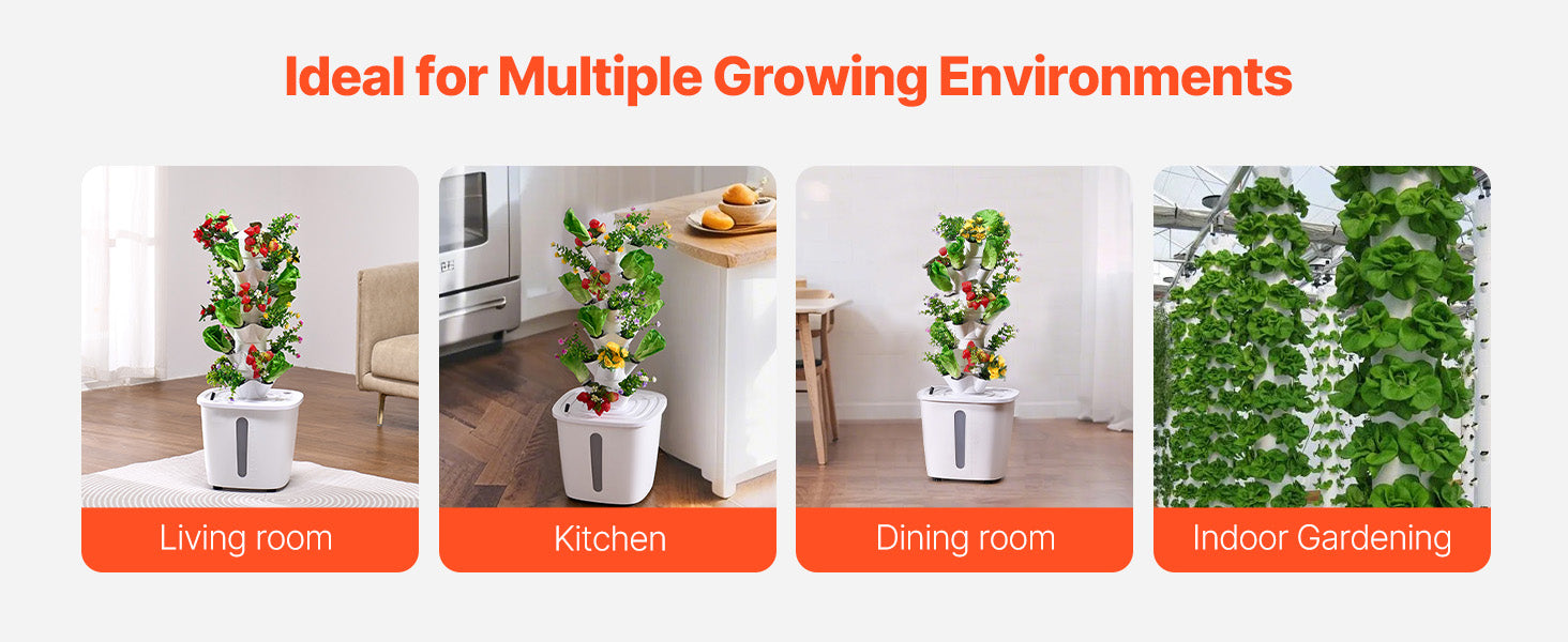 SucceBuy Hydroponic Growing System 30/50Pods Vertical 6/10 Tiers Hydroponic Tower Hydronic Garden with Water Pump