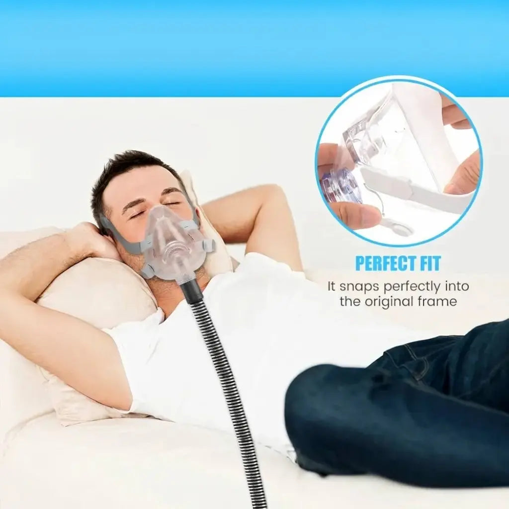 Clear CPAP mask nasal cushion replacement for sleep apnea. Transparent silicone design, compatible with original frames.