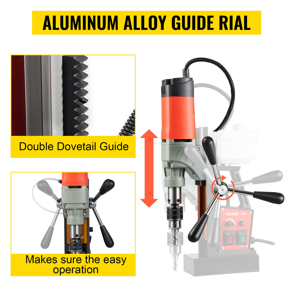 SucceBuy Magnetic Drill 1200W 1.57" Boring Diameter 2922lbf/13000N Portable Electric Mag Drill Press 580 RPM Drilling Machine