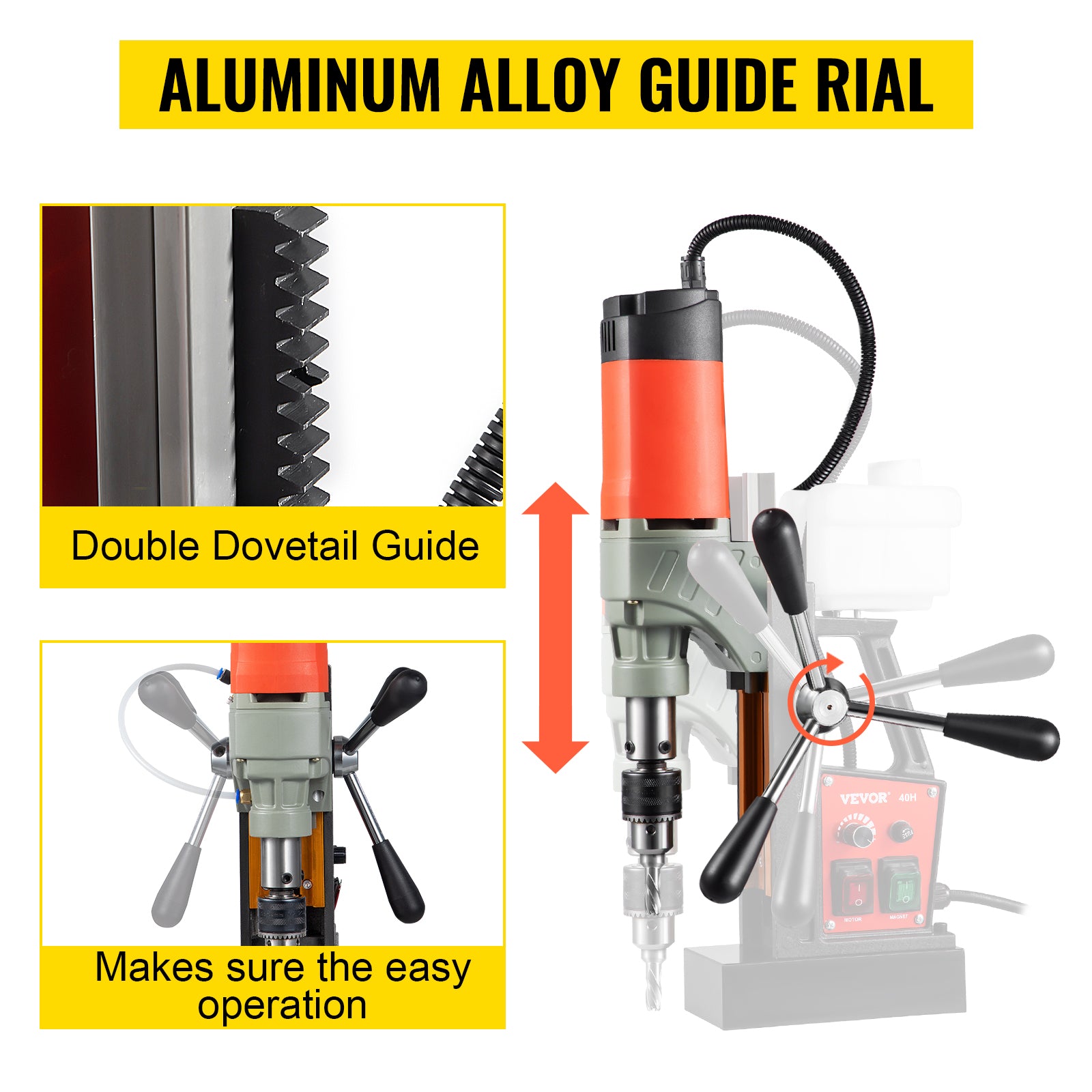 SucceBuy Magnetic Drill 1200W 1.57" Boring Diameter 2922lbf/13000N Portable Electric Mag Drill Press 580 RPM Drilling Machine